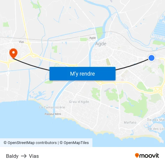 Baldy to Vias map