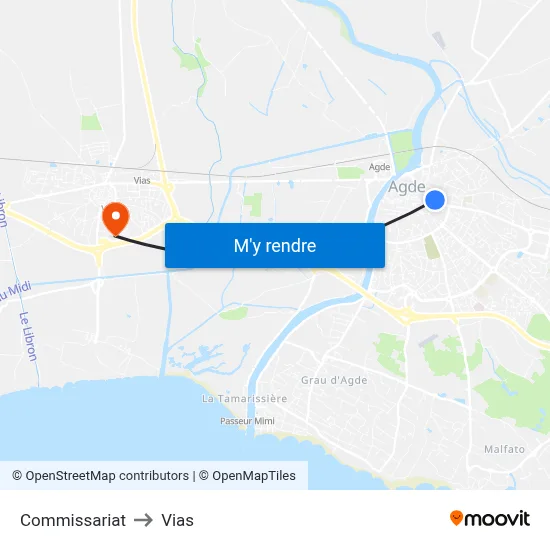 Commissariat to Vias map