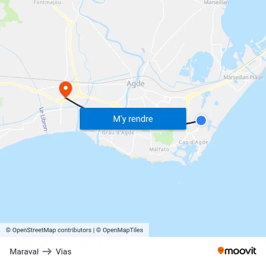 Maraval to Vias map