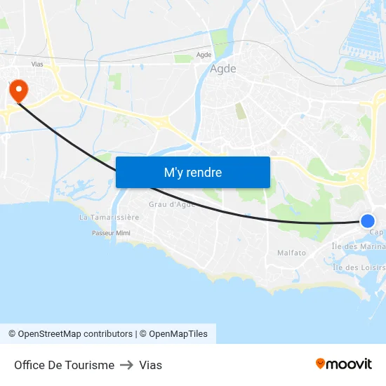 Office De Tourisme to Vias map