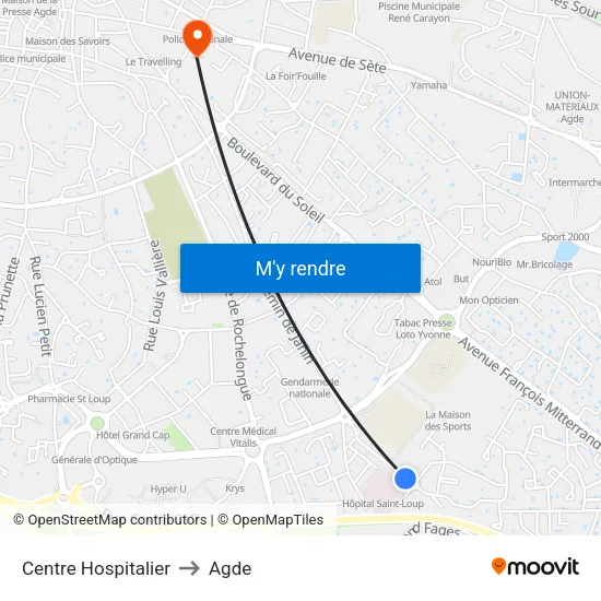 Centre Hospitalier to Agde map