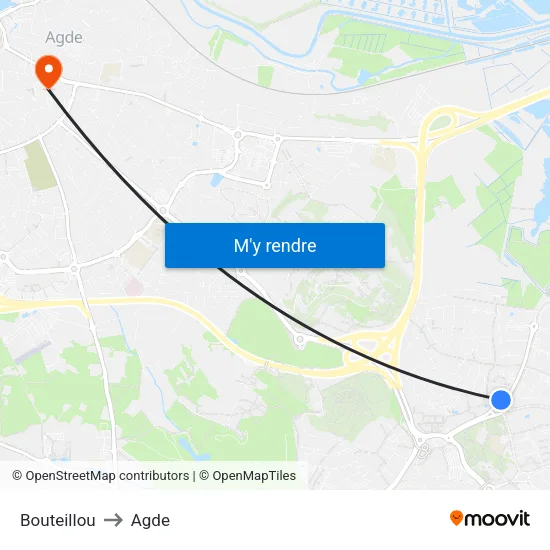 Bouteillou to Agde map