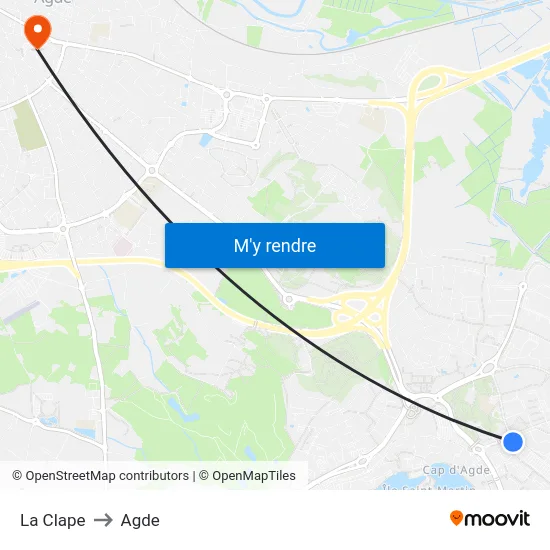 La Clape to Agde map