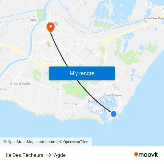 Ile Des Pêcheurs to Agde map