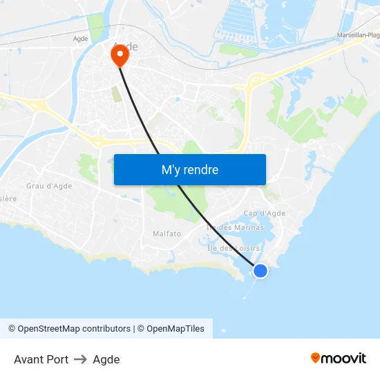 Avant Port to Agde map