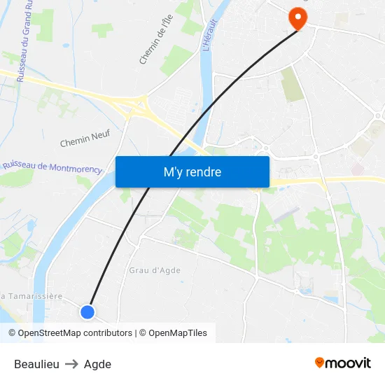 Beaulieu to Agde map