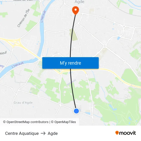 Centre Aquatique to Agde map