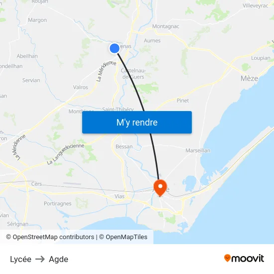 Lycée to Agde map
