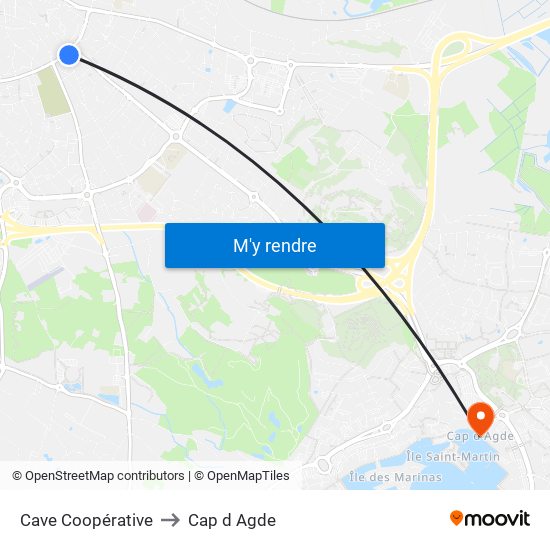 Cave Coopérative to Cap d Agde map