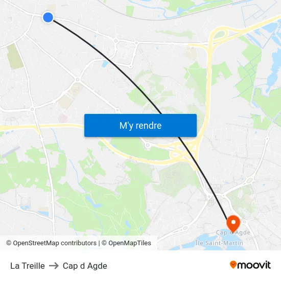 La Treille to Cap d Agde map