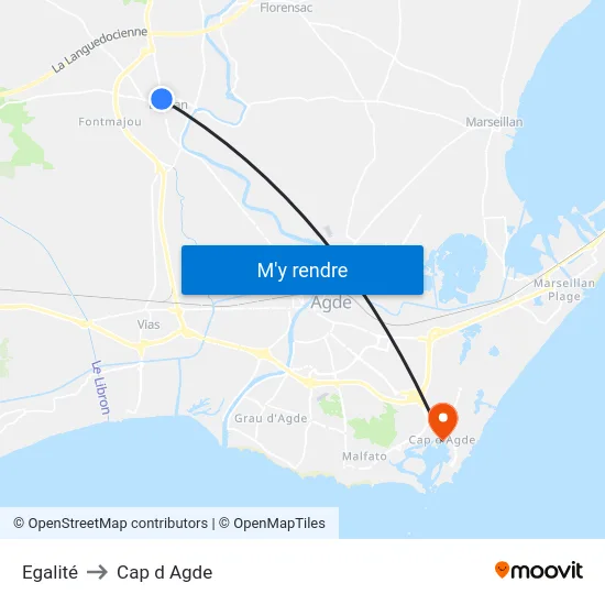 Egalité to Cap d Agde map