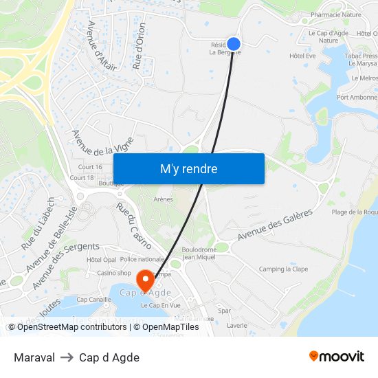 Maraval to Cap d Agde map