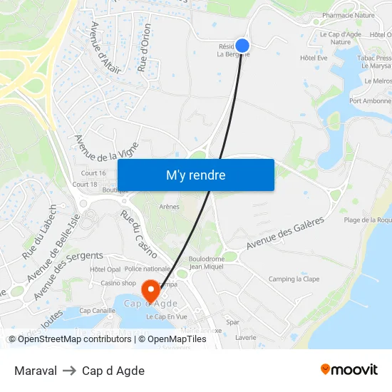 Maraval to Cap d Agde map