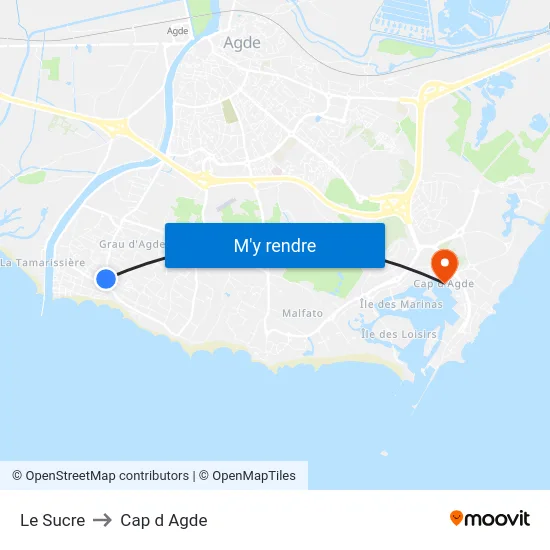 Le Sucre to Cap d Agde map