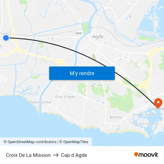 Croix De La Mission to Cap d Agde map
