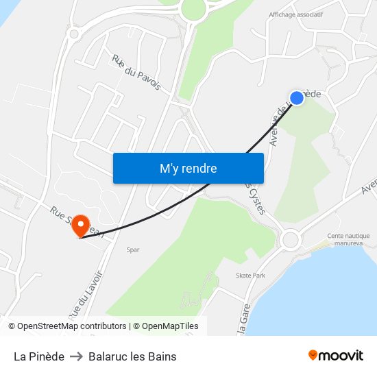 La Pinède to Balaruc les Bains map