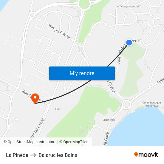 La Pinède to Balaruc les Bains map