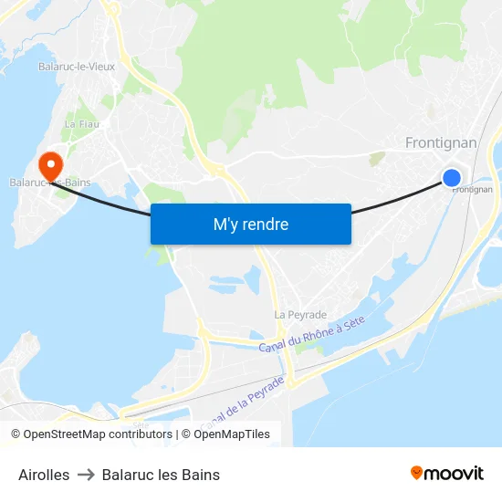 Airolles to Balaruc les Bains map