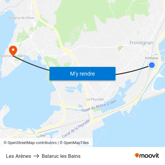 Les Arènes to Balaruc les Bains map
