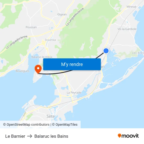 Le Barnier to Balaruc les Bains map