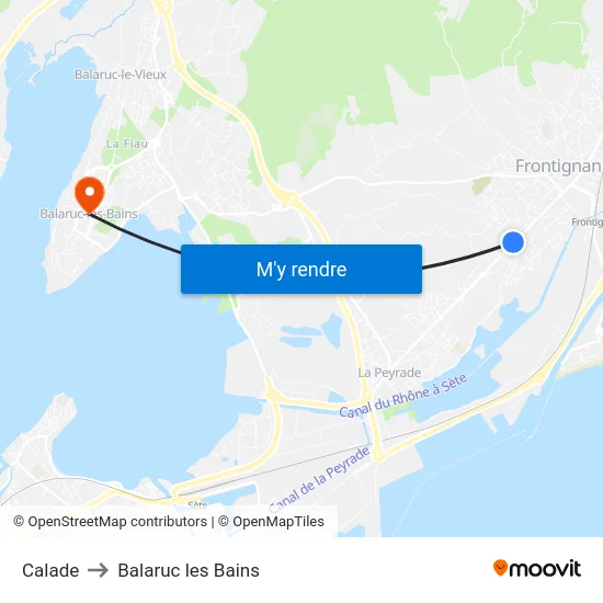 Calade to Balaruc les Bains map