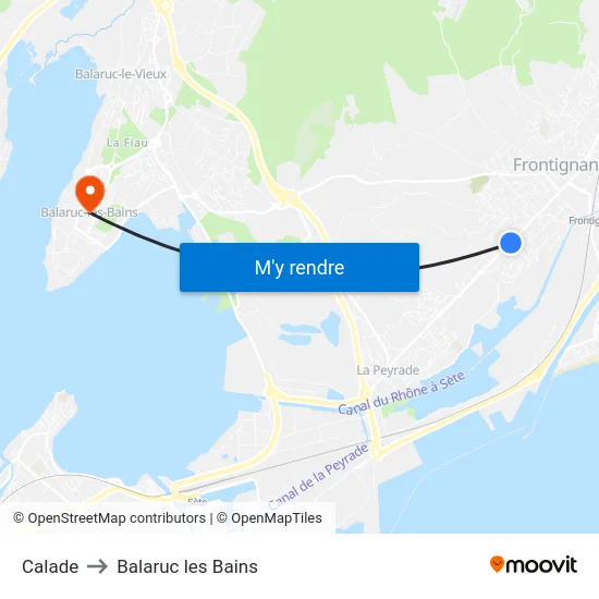 Calade to Balaruc les Bains map