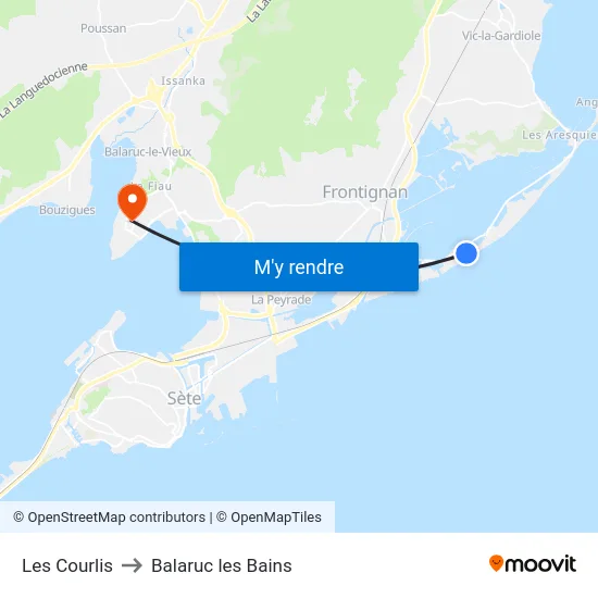 Les Courlis to Balaruc les Bains map