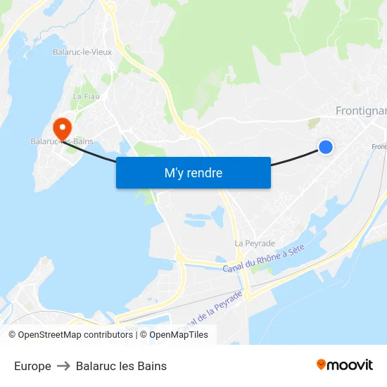 Europe to Balaruc les Bains map