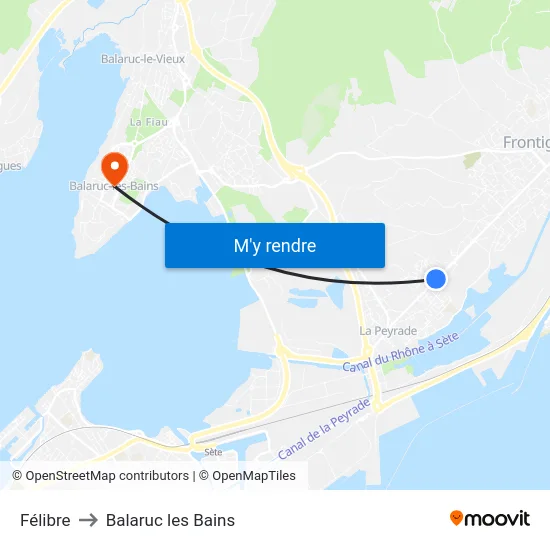 Félibre to Balaruc les Bains map