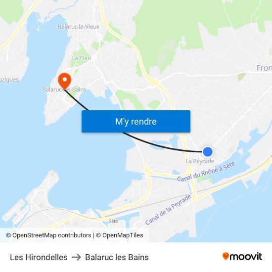 Les Hirondelles to Balaruc les Bains map
