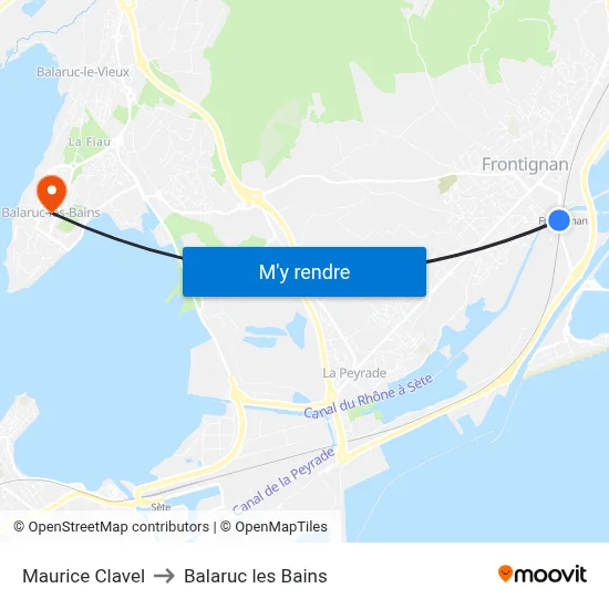 Maurice Clavel to Balaruc les Bains map