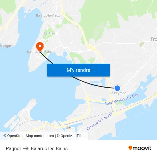 Pagnol to Balaruc les Bains map