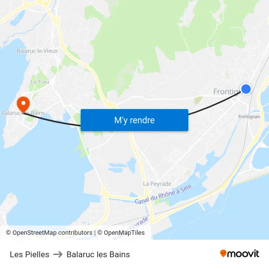 Les Pielles to Balaruc les Bains map