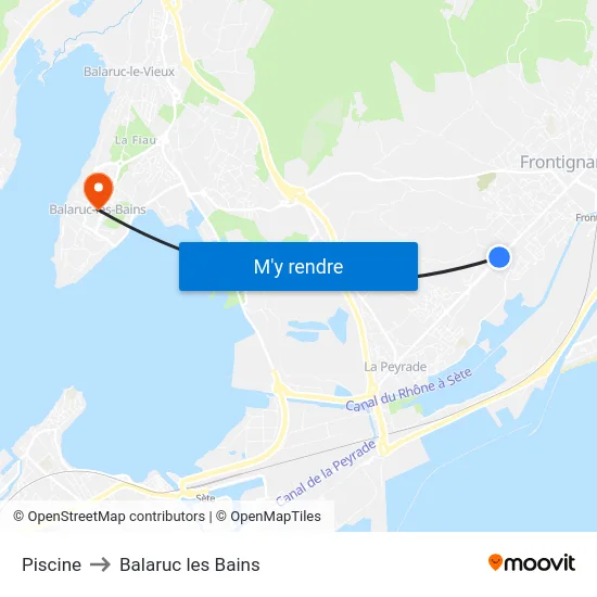 Piscine to Balaruc les Bains map