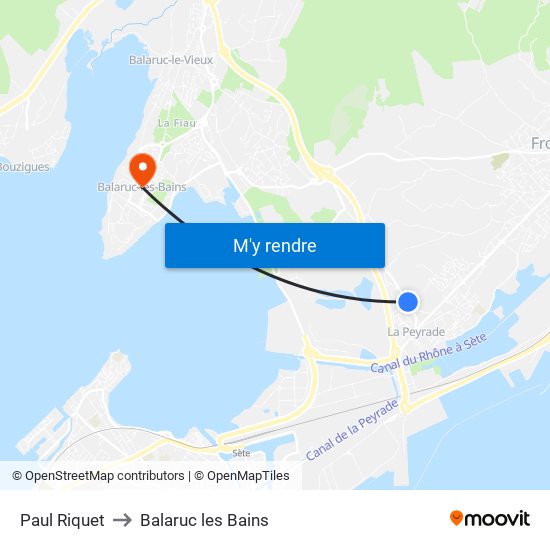 Paul Riquet to Balaruc les Bains map
