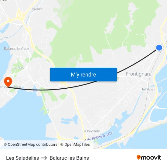 Les Saladelles to Balaruc les Bains map