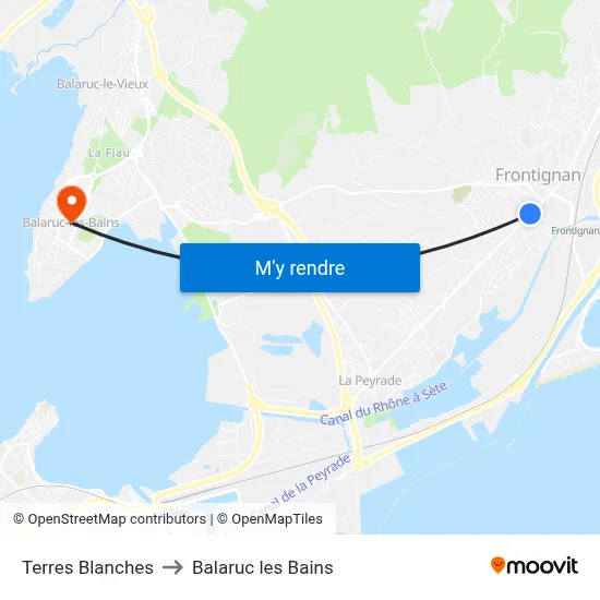 Terres Blanches to Balaruc les Bains map