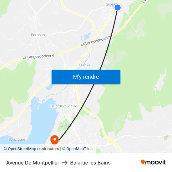 Avenue De Montpellier to Balaruc les Bains map