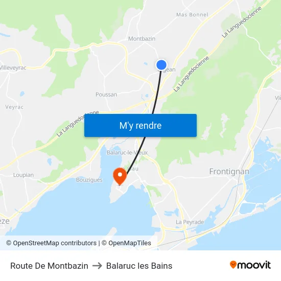 Route De Montbazin to Balaruc les Bains map
