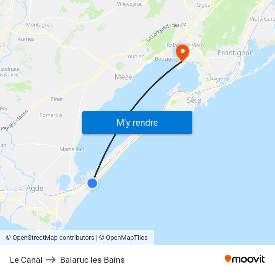 Le Canal to Balaruc les Bains map