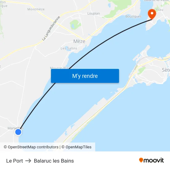 Le Port to Balaruc les Bains map