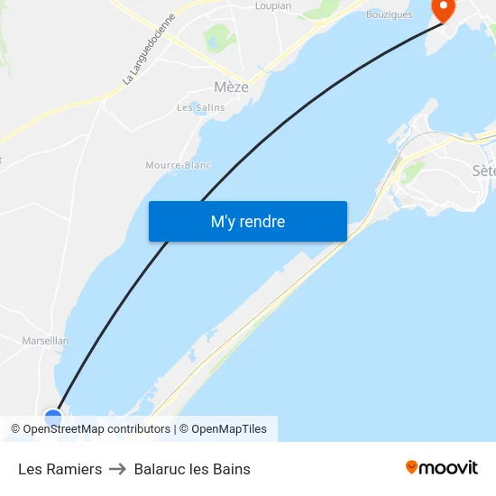 Les Ramiers to Balaruc les Bains map