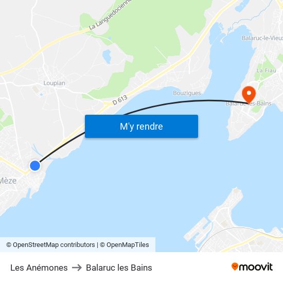 Les Anémones to Balaruc les Bains map
