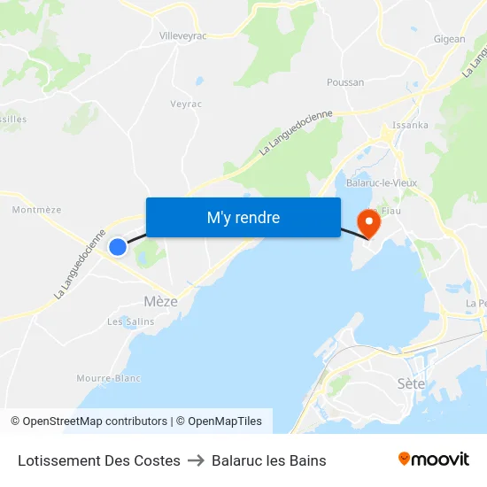 Lotissement Des Costes to Balaruc les Bains map