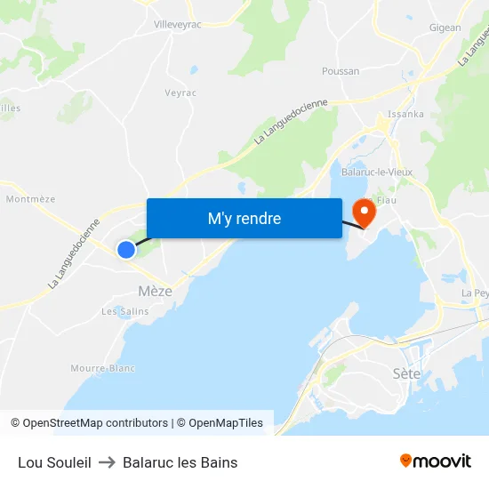 Lou Souleil to Balaruc les Bains map