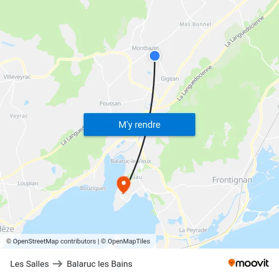 Les Salles to Balaruc les Bains map