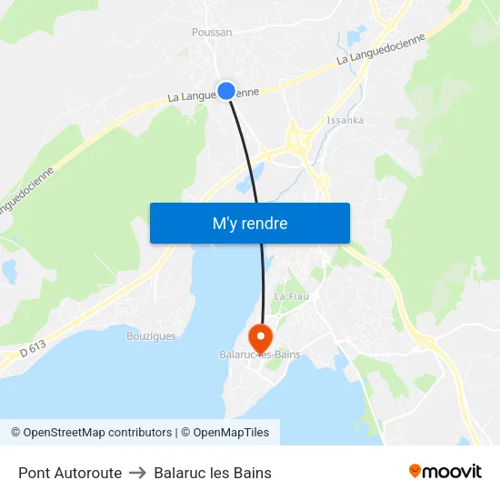 Pont Autoroute to Balaruc les Bains map
