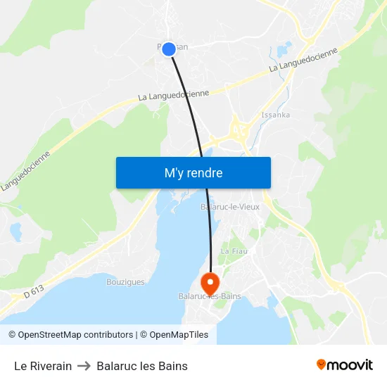 Le Riverain to Balaruc les Bains map