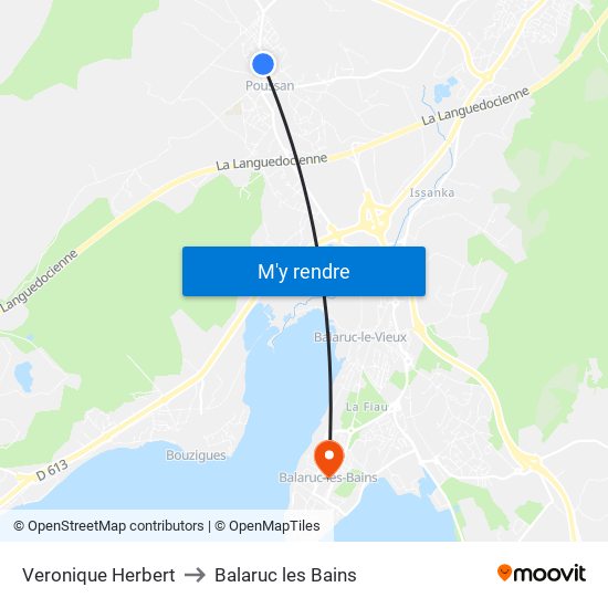 Veronique Herbert to Balaruc les Bains map