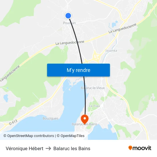 Véronique Hébert to Balaruc les Bains map